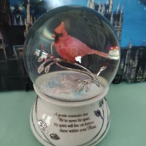 The Bradford Exchange Holiday Red and Silver Cardinal Snow Globe